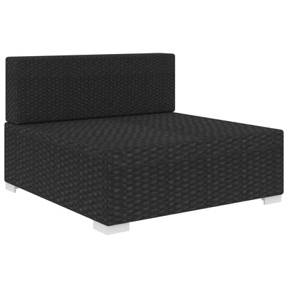 Modular-Sofa-Mittelteil 1 Stk. + Auflagen Poly Rattan Schwarz