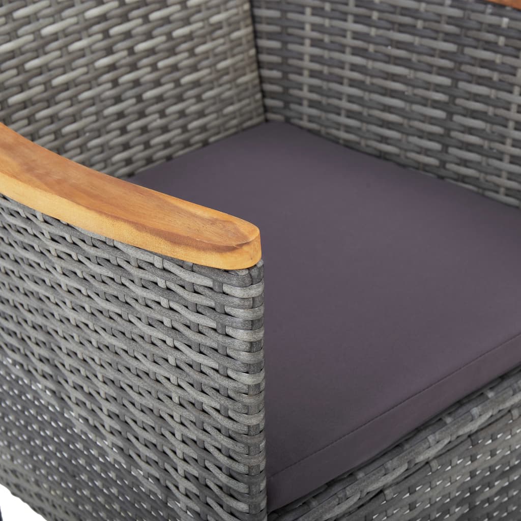 Garten-Essstühle 2 Stk. Poly Rattan Grau