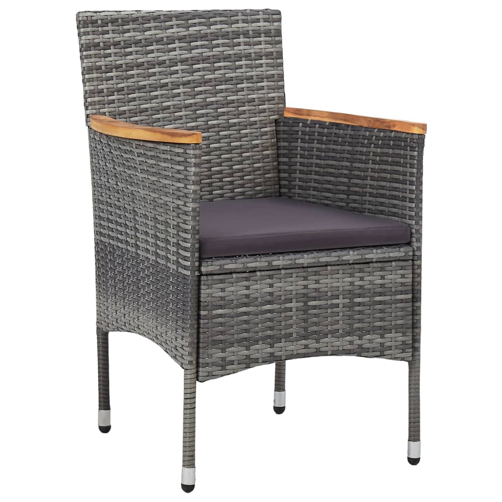 Garten-Essstühle 2 Stk. Poly Rattan Grau