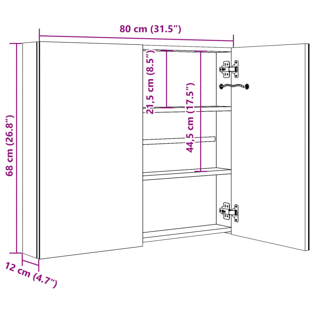 LED-Spiegelschrank 80x12,2x68 cm