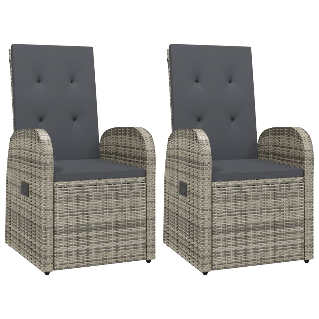 Garden lounge chairs 2 pcs. with cushions poly rattan grey