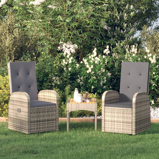 Garden lounge chairs 2 pcs. with cushions poly rattan grey