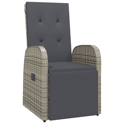 Garden lounger with cushion poly rattan grey