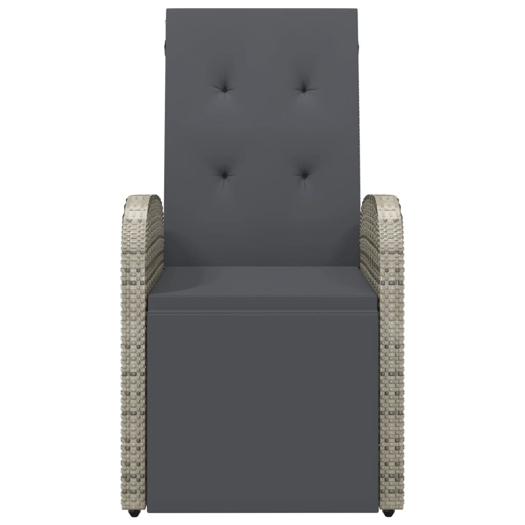 Garden lounger with cushion poly rattan grey