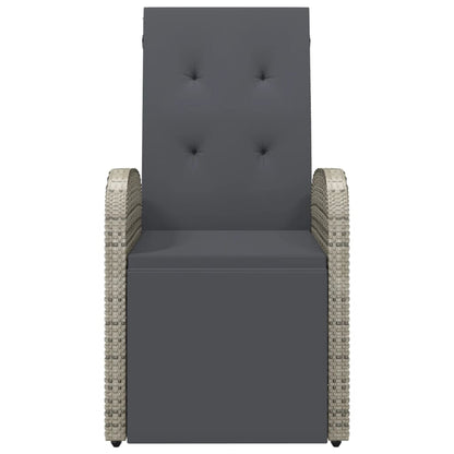 Garden lounger with cushion poly rattan grey