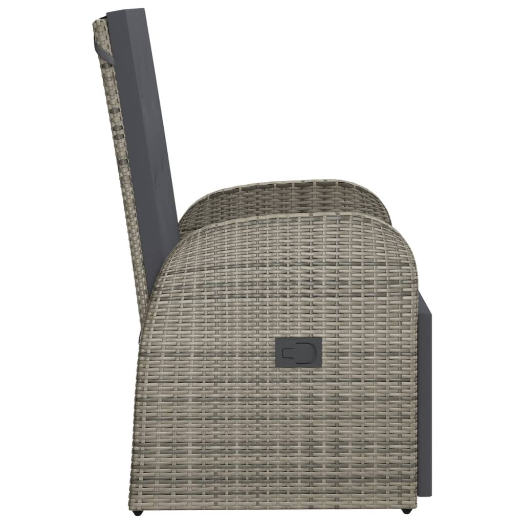 Garden lounger with cushion poly rattan grey