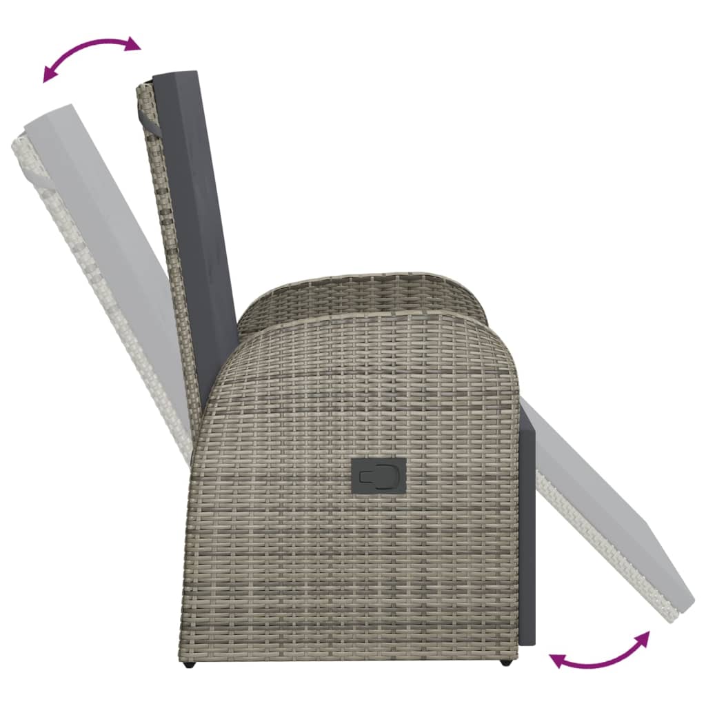 Garden lounger with cushion poly rattan grey