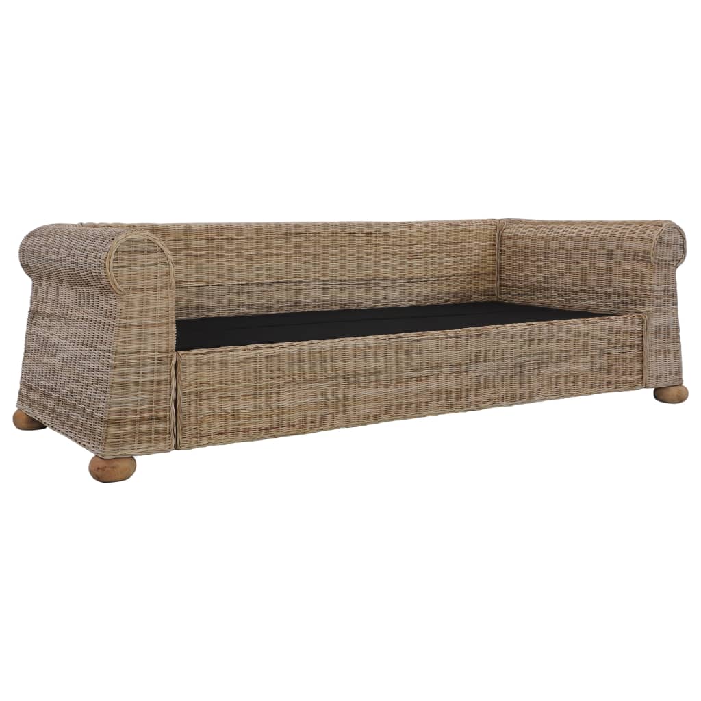 2-tlg. Sofagarnitur mit Kissen Natur Rattan