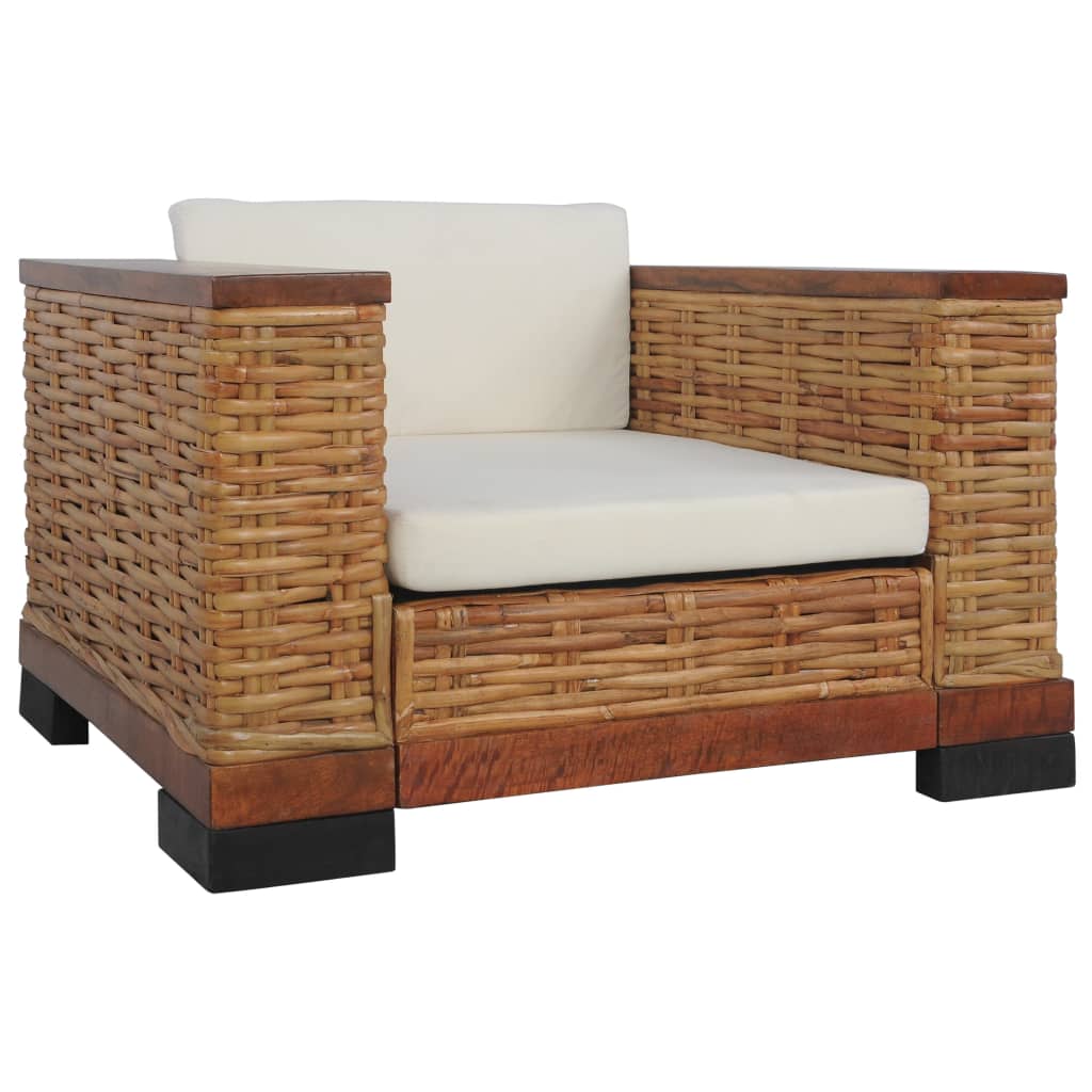 2-piece sofa set with cushions brown natural rattan