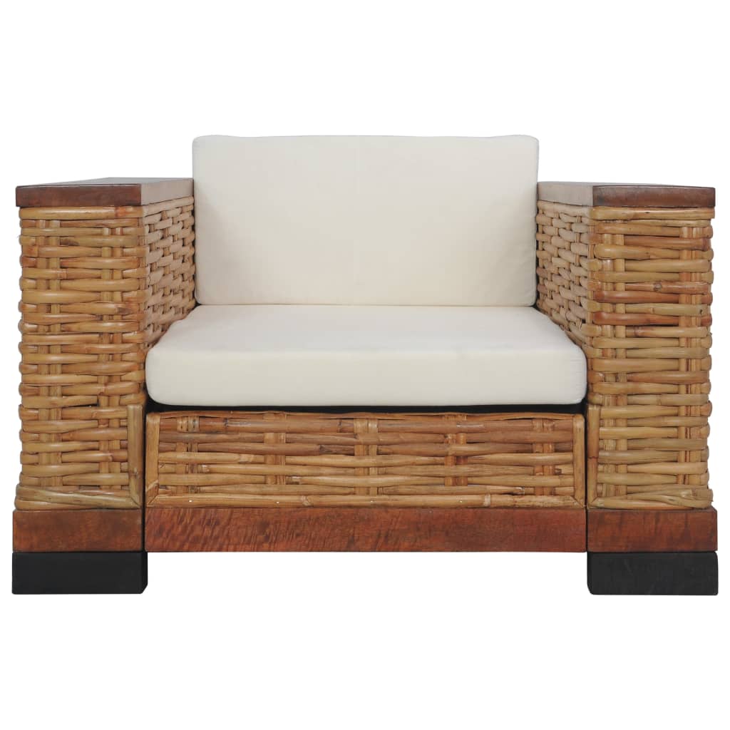 2-piece sofa set with cushions brown natural rattan