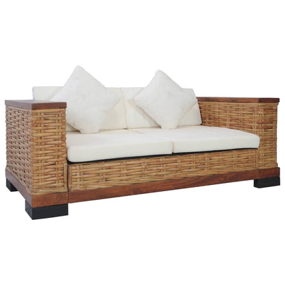 2-piece sofa set with cushions brown natural rattan