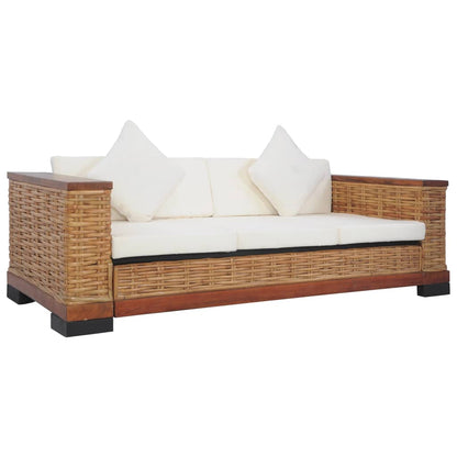 2-piece sofa set with cushions brown natural rattan