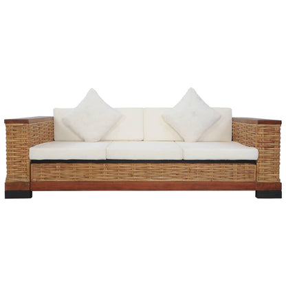 2-piece sofa set with cushions brown natural rattan