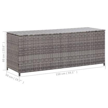 Garten-Auflagenbox Grau 150x50x60 cm Poly Rattan