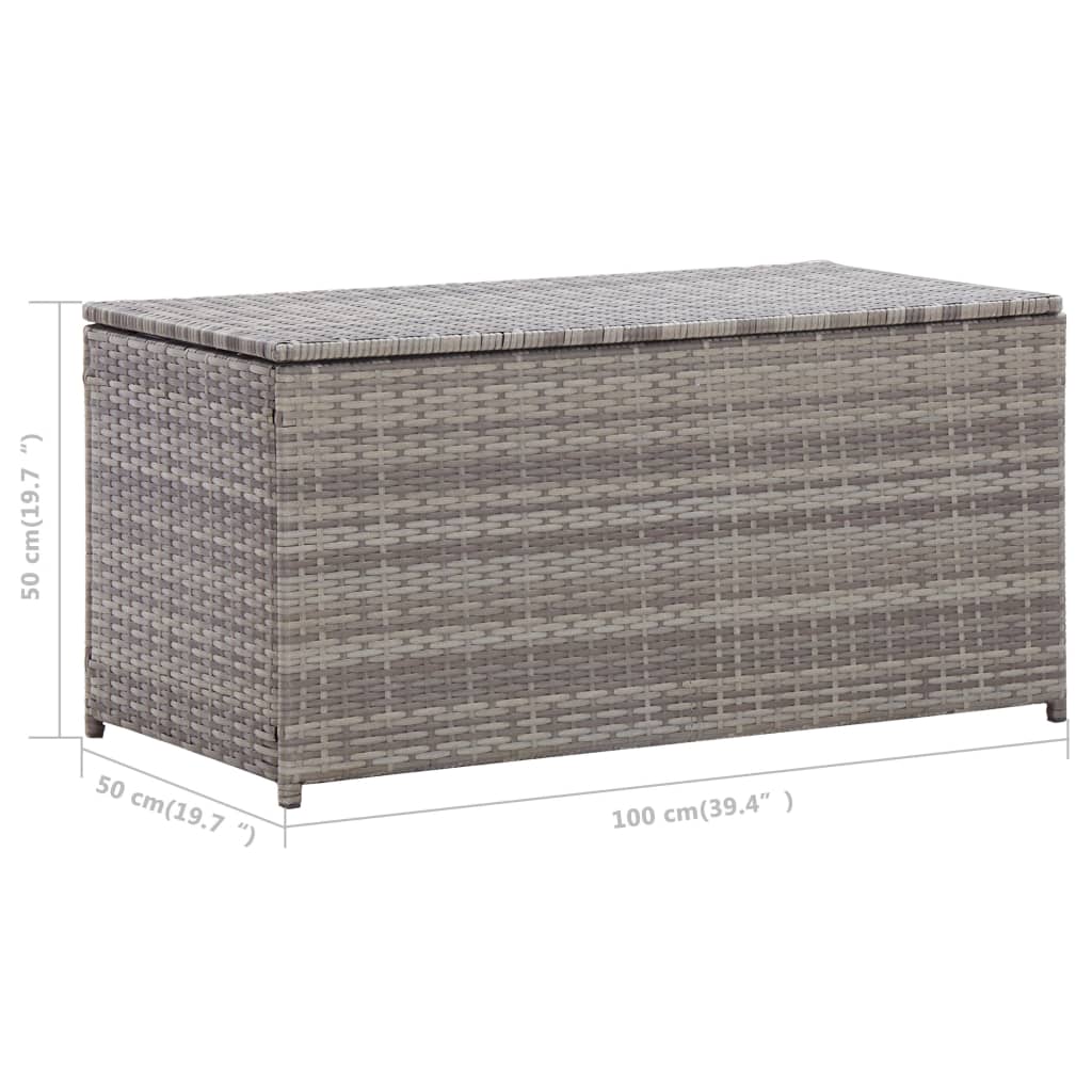 Gartenbox Poly Rattan 100x50x50 cm Grau