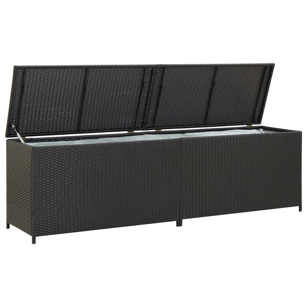 Garden box poly rattan 200x50x60 cm black