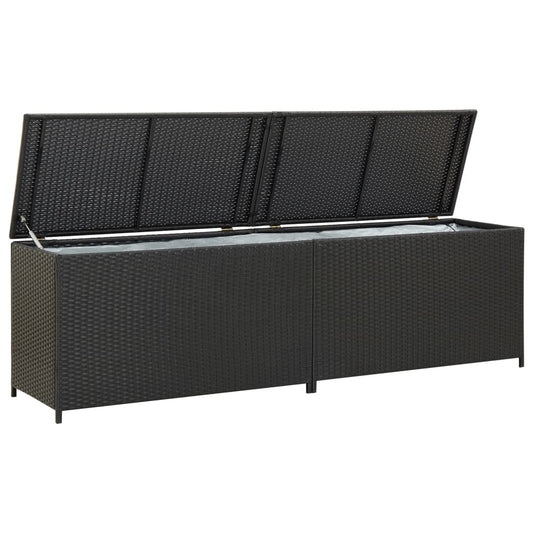 Garden box poly rattan 200x50x60 cm black