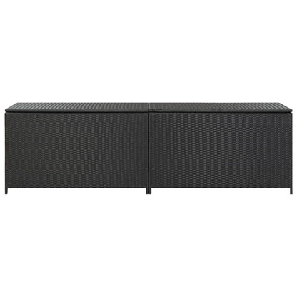 Garden box poly rattan 200x50x60 cm black