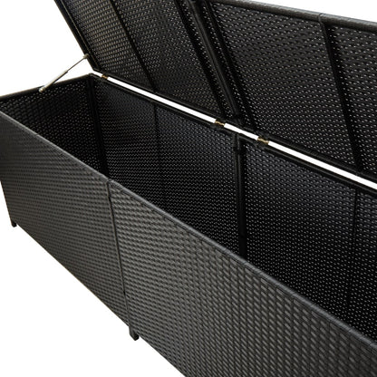 Garden box poly rattan 200x50x60 cm black