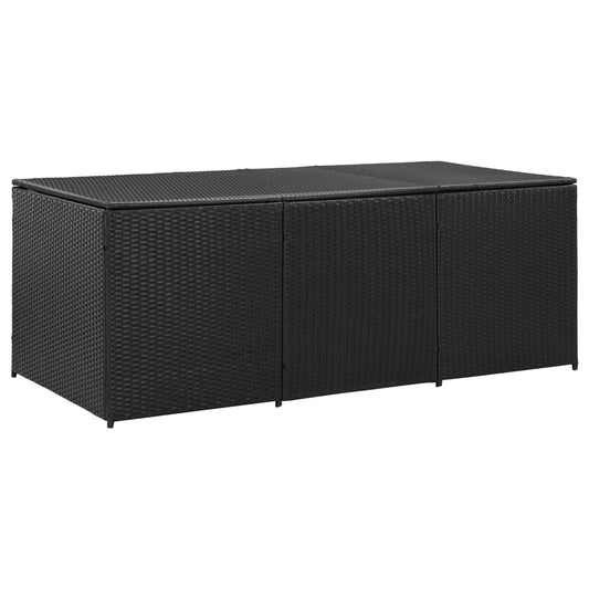 Garden box poly rattan 180x90x70 cm black