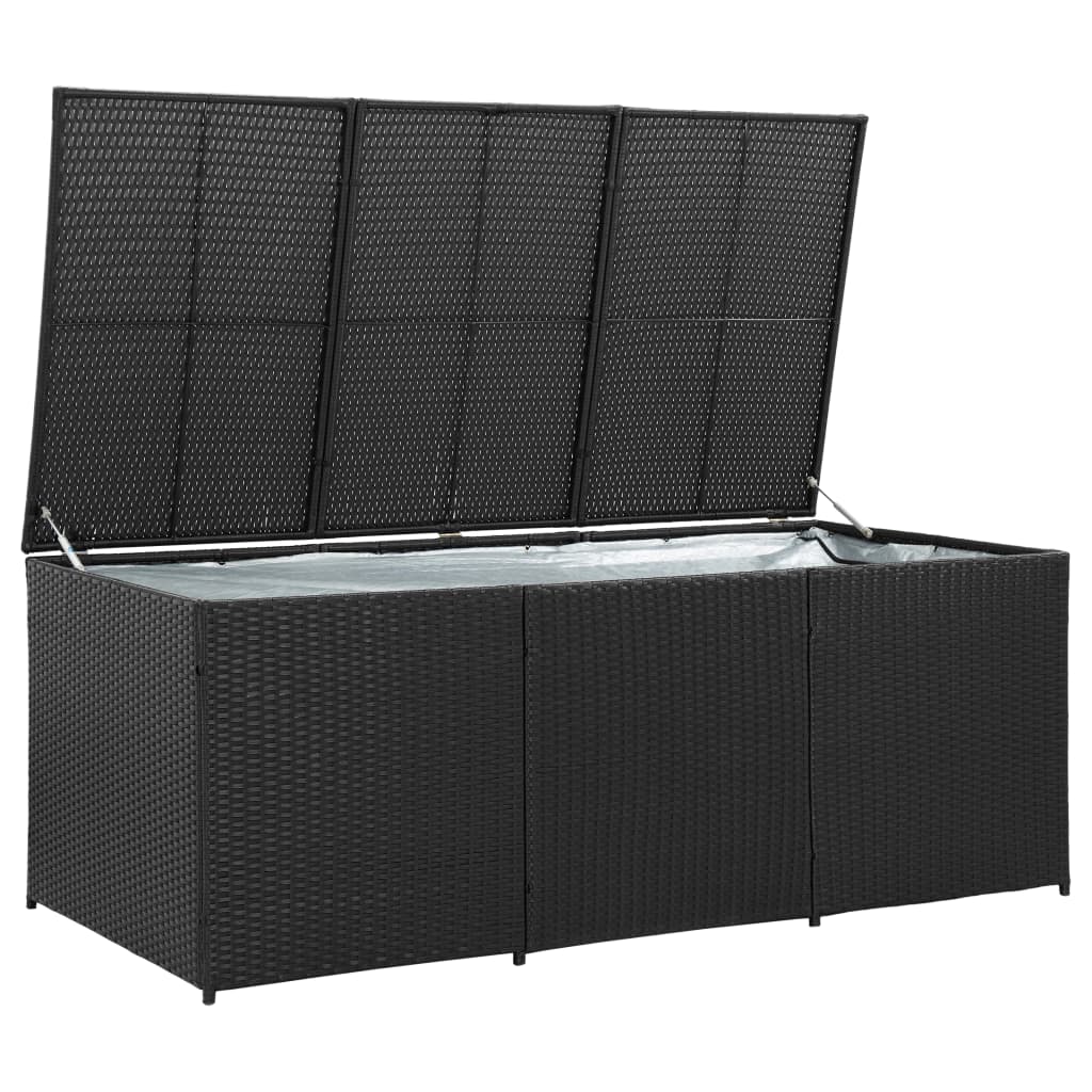 Garden box poly rattan 180x90x70 cm black