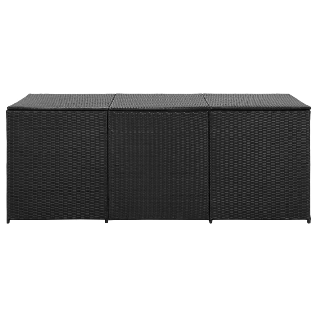 Garden box poly rattan 180x90x70 cm black