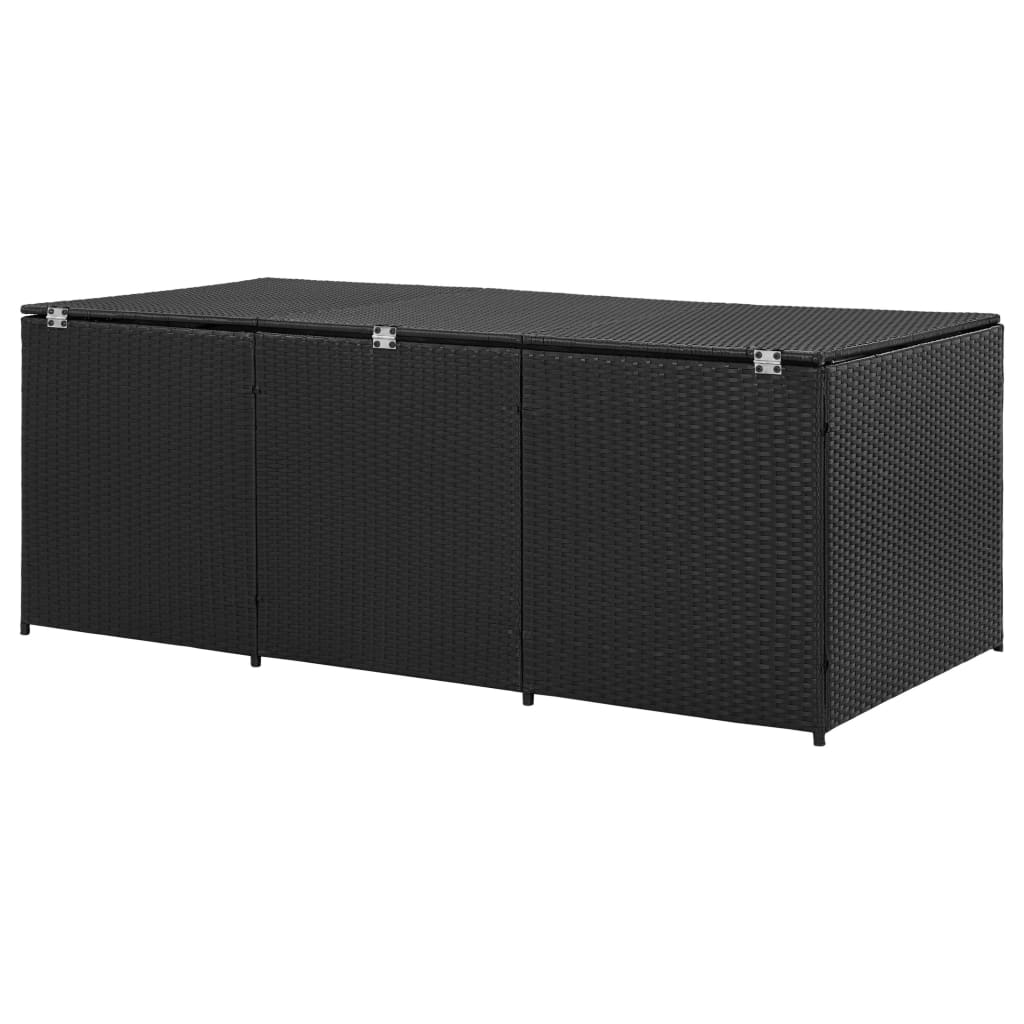 Garden box poly rattan 180x90x70 cm black