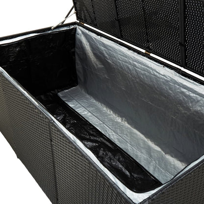 Garden box poly rattan 180x90x70 cm black