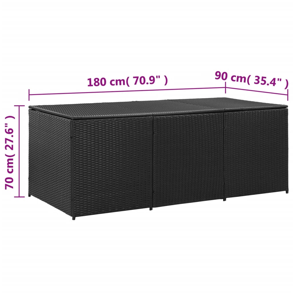 Garden box poly rattan 180x90x70 cm black