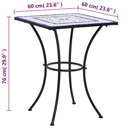 Mosaik-Bistrotisch Blau und Weiß 60 cm Keramik