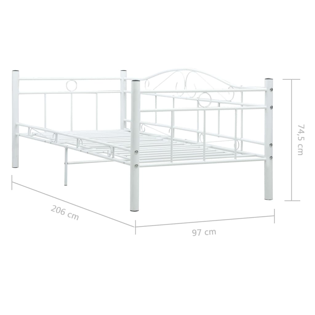 Tagesbett-Rahmen Weiß Metall 90×200 cm