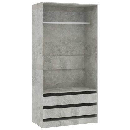 Wardrobe concrete grey 100x50x200 cm wood material