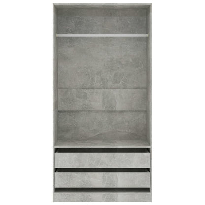 Wardrobe concrete grey 100x50x200 cm wood material