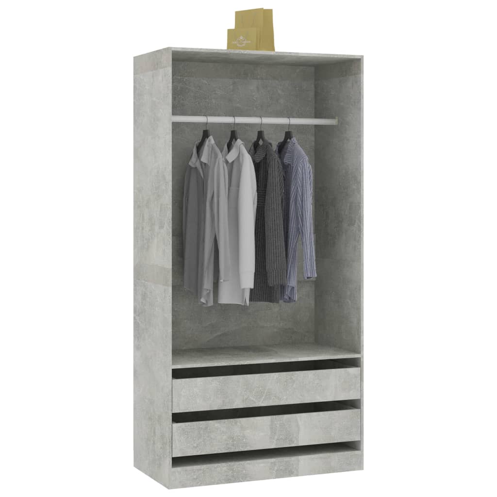 Wardrobe concrete grey 100x50x200 cm wood material