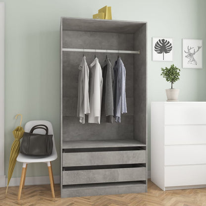 Wardrobe concrete grey 100x50x200 cm wood material