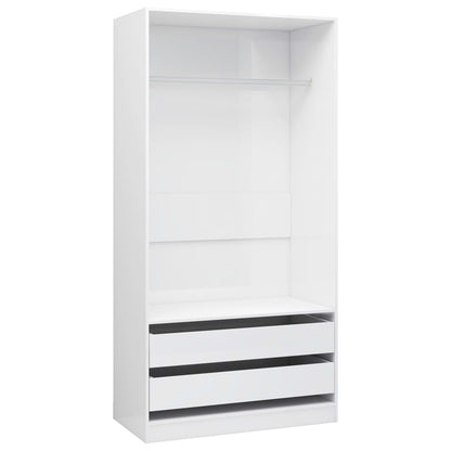 Kleiderschrank Hochglanz-Weiß 100x50x200 cm Holzwerkstoff