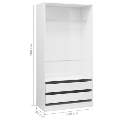 Kleiderschrank Hochglanz-Weiß 100x50x200 cm Holzwerkstoff