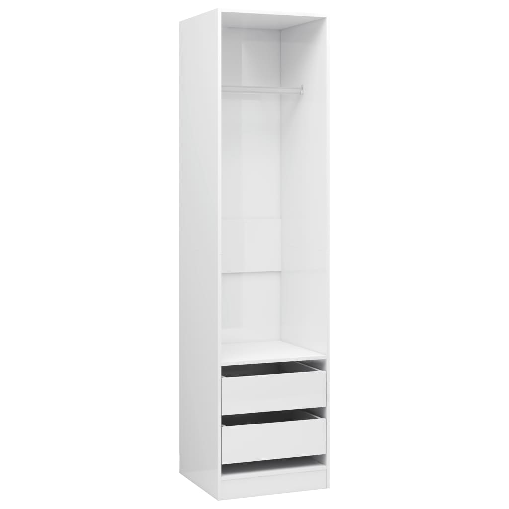 Kleiderschrank mit Schubladen Hochglanz-Weiß 50x50x200 cm