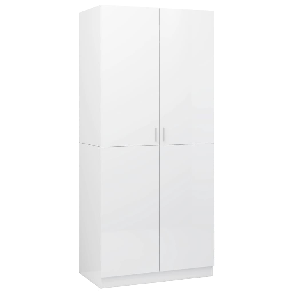 Wardrobe high gloss white 80x52x180 cm wood material