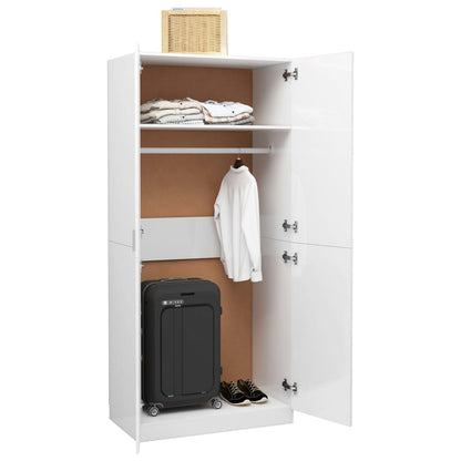 Wardrobe high gloss white 80x52x180 cm wood material