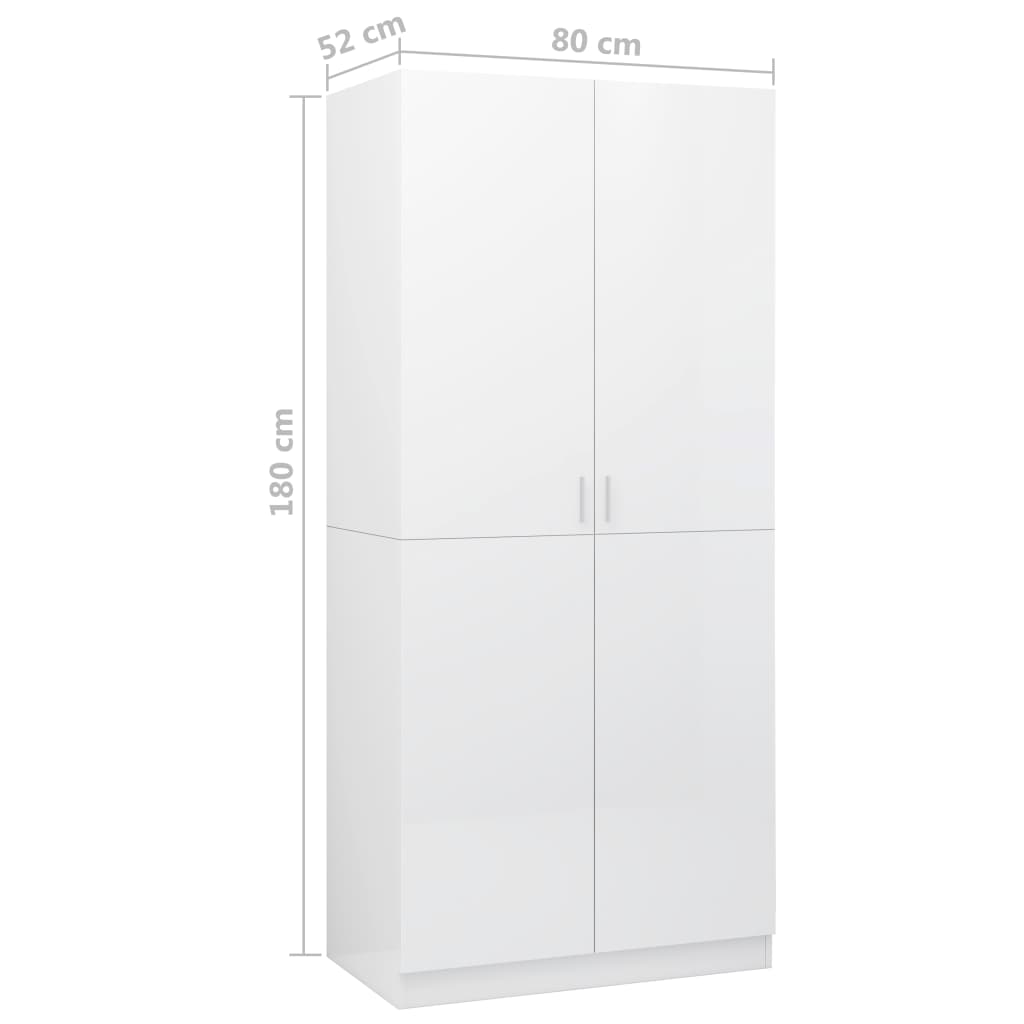 Wardrobe high gloss white 80x52x180 cm wood material