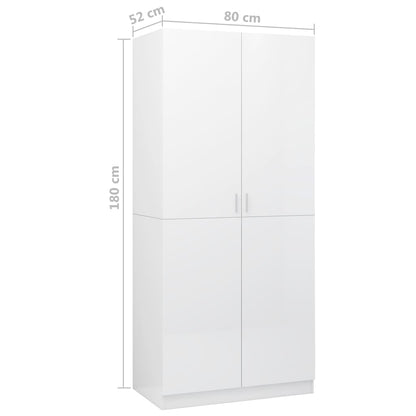 Wardrobe high gloss white 80x52x180 cm wood material