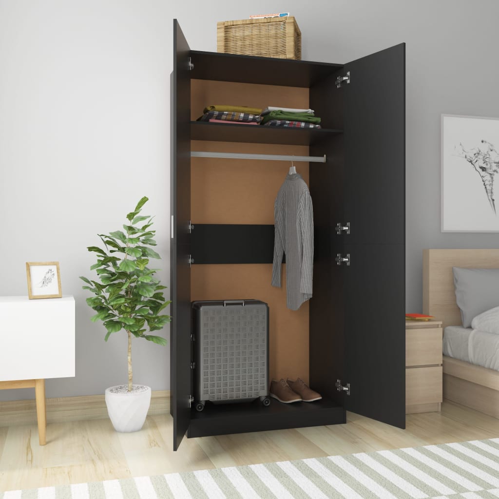 Wardrobe Black 90x52x200 cm wood material