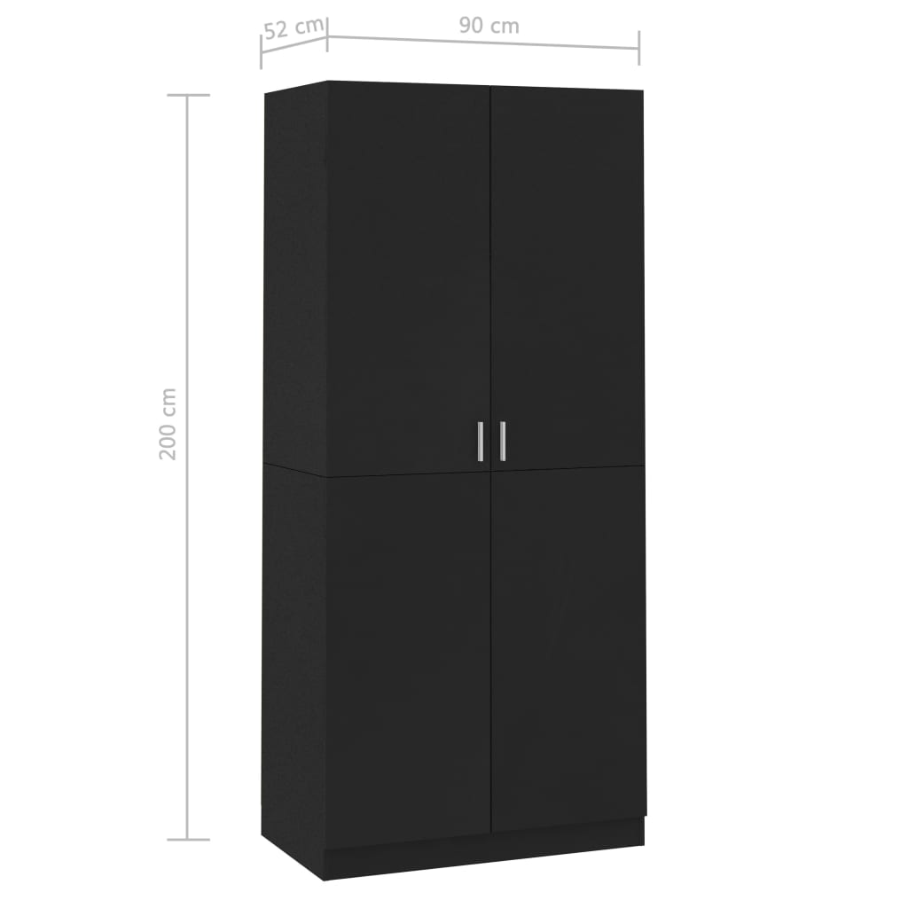 Wardrobe Black 90x52x200 cm wood material