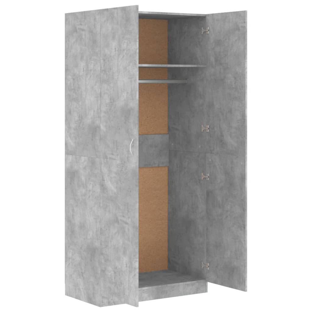 Kleiderschrank Betongrau 90x52x200 cm Holzwerkstoff