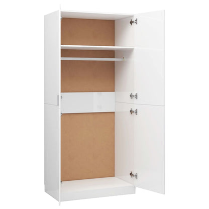 Kleiderschrank Hochglanz-Weiß 90x52x200 cm Holzwerkstoff