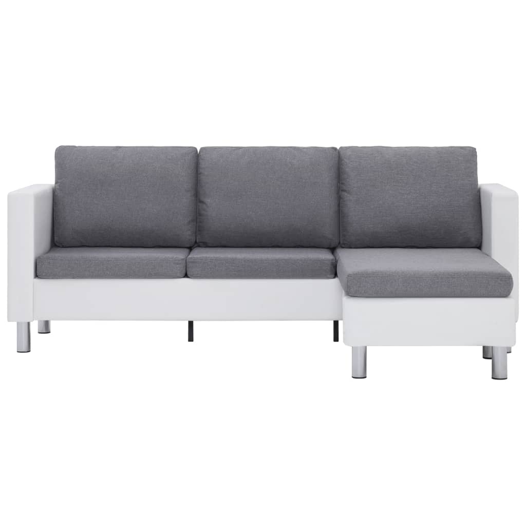 3-Sitzer-Sofa mit Kissen Weiß Kunstleder