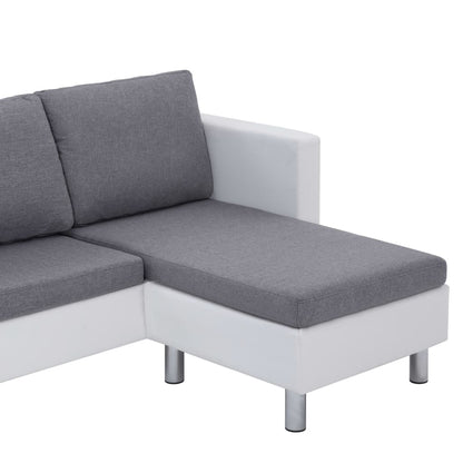 3-Sitzer-Sofa mit Kissen Weiß Kunstleder