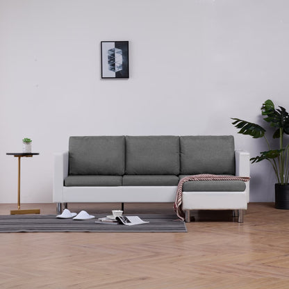 3-Sitzer-Sofa mit Kissen Weiß Kunstleder