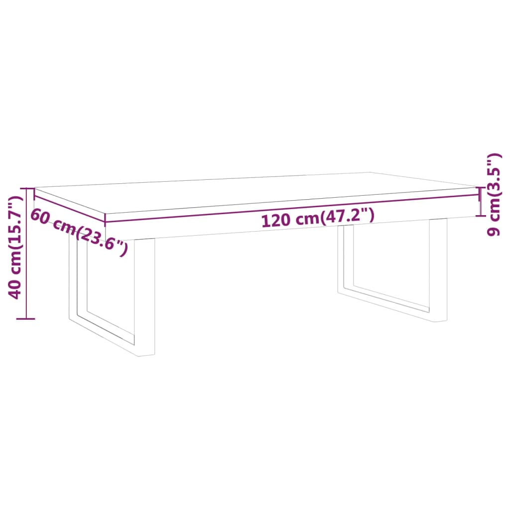 Couchtisch Dunkelbraun und Schwarz 120x60x40 cm MDF und Eisen